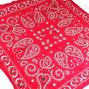 Vintage 1930s Elephant Bandana Trunk Down Turkey Red Gray White Paisley Rare